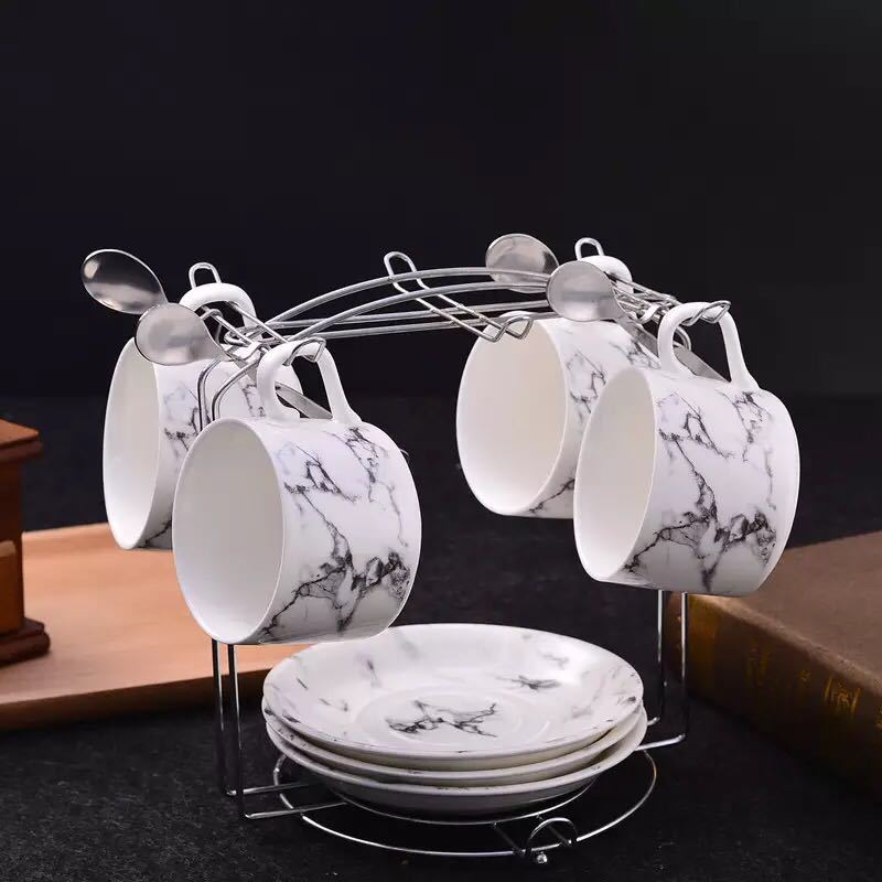 A046528ティー・コーヒーカップセット カップ＆ソーサー4客セット ．陶磁器ティーセット