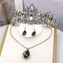 A027919ウェディング 花嫁3点セット アクセサリー ティアラ+イヤリング+ネックレス