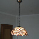A012175ステンドグラス.ペンダントライト豪華天井照明ステンドグラスランプ ガラス工芸品 電源直結タイプ