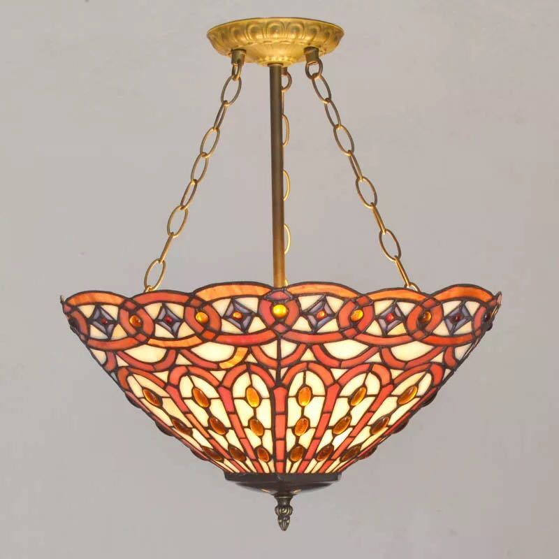 美しいガラスはどこから見ても華やかで美しい。繊細な造りの素敵なステンドランプ消灯時も素敵なインテリアになりますねサイズ ：約 幅45 x 高さ45(cm)ワット数 ： 電球60W×3個（E26）素材：ガラス、樹脂、合金、鉄★取付工事は電気工事士にご相談してください。★在庫は日々変動しておりますので万が一売り切れの場合は注文をキャンセルさせて頂く場合がございます。お早めにご注文お願い致します。★購入後のキャンセルは、ご遠慮ください。★検品のため開封してある場合があります。★在庫状況により、お届けまでお時間が掛かる場合がございます。また、生産中止等の理由でお届け出来ない場合がございます。★複数ご注文の場合やお急ぎの場合は必ず事前に納期のお質問をお願いいたします。注意事項1、ランプがつくかどうかの確認をしてから出荷しますので、多少緩衝材がいたんだりします。ご了承ください。プロの職人さんによる手造りランプのため、大きさや色合い、接合部分など機械的に作ったものとは違って、一つ一つ違います。アウトレット込みです。2、表記と多少の差異が生じることもござ います。予めご了承の上、お買い求めくださいませ3、ご利用のPC環境により、実際の商品と色が異なる場合がございます。予めご了承ください。4、新品未使用品ですが、外箱に初期からのスレ、剥げ歪みなどあります。5、海外品ですので、気にされる方はご遠慮下さい。6、この商品は、全て手作り手描きの製品のため、商品により重量・形状の歪み・個体差、釉薬の掠れ、 針穴のような凹み、滲み、色とび、黒点、多少の傷・欠け、突起、ざらつき、濃淡差、色ムラなどがある 場合がございますが不良商品ではございません。7、素材の色・風合いなど、ディスプレーにより、一部写真と実物が異なる場合がございますので、あらか じめご了承ください。8、この商品は、購入後発送まで7~10日程度を要しますので、ご理解の上ご購入頂きますようお願い致します，お急ぎの方はご注文をご遠慮ください上記理由の返品交換は承ることが出来ませんので予めご了承くださいませ。