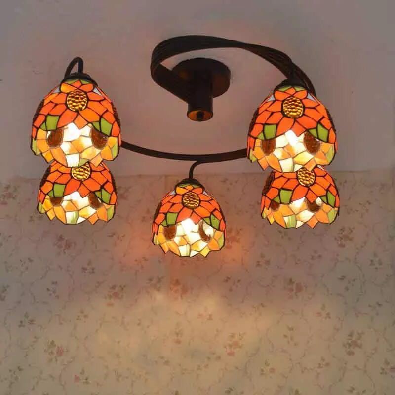 A015741ステンドグラス．ペンダントライト豪華天井照明ステンドグラスランプ ガラス工芸品 電源直結タ..