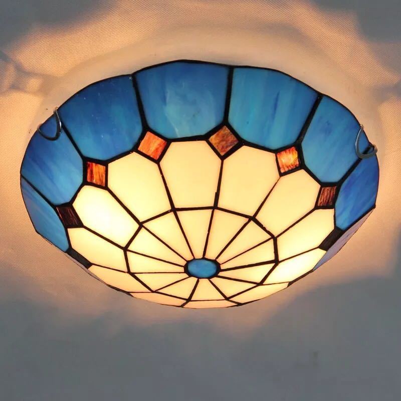 A022769ステンドグラス．ペンダントライト豪華天井照明ステンドグラスランプ ガラス工芸品. 電源直結タ..