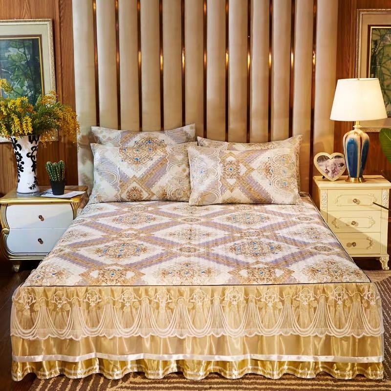 A021488ベッド用品3点セット 枕カバー ベッドパッド ．ワイドダブルサイズ