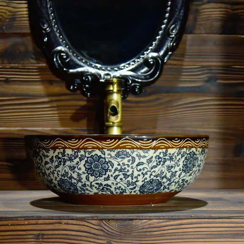 洗面ボウルセット 洗面ボール 陶器 手水鉢 手洗器 手洗い鉢 洗面器．