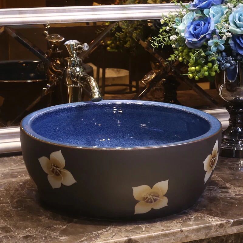 A026726洗面ボウルセット 洗面ボール 陶器 手水鉢 手洗器 手洗い鉢 洗面器