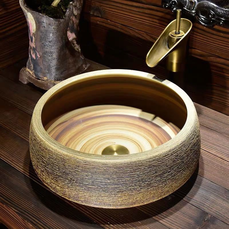 A007913洗面ボウルセット 洗面ボール 陶器 手水鉢 手洗器 手洗い鉢 洗面器.