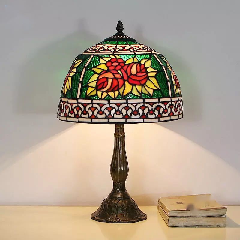 A021521ステンドグラスランプ 卓上スタンド 豪華テーブルランプ 卓上照明 ガラス工芸スタンド