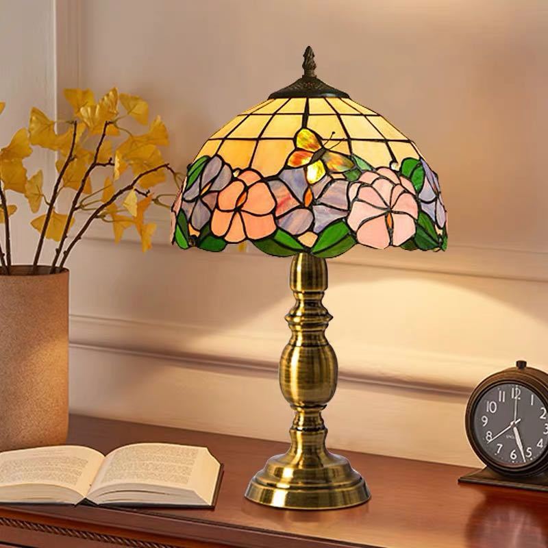 A046717ステンドグラスランプ 卓上スタンド 豪華テーブルランプ 卓上照明 ガラス工芸スタンド