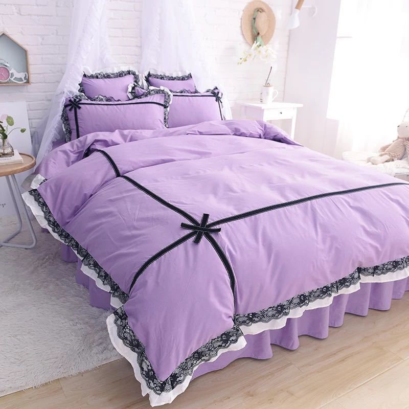 A017155ベッド用品4点セット掛け布団カバー 枕カバー ベッドパッド ワイドダブルサイズ