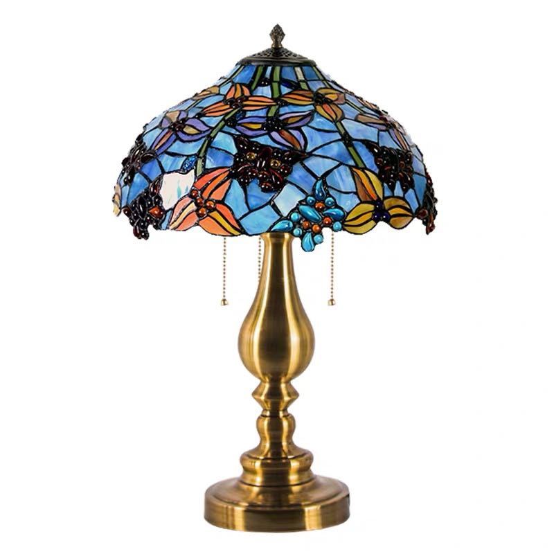 A045428ステンドグラスランプ 卓上スタンド 豪華テーブルランプ 卓上照明 ．ガラス工芸スタンド