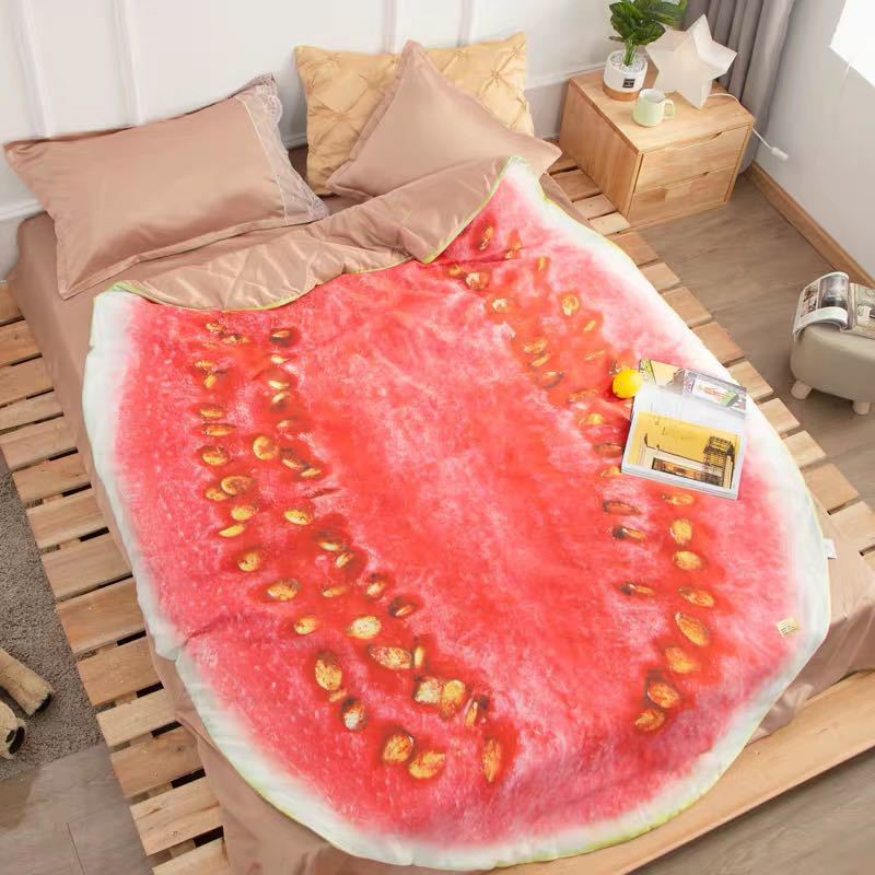 A021598可愛い 毛布 ブランケット ひざ掛け 夏かけ布団120x170 スイカ