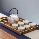 A0440516客茶器揃 湯呑 急須 茶器セット ティーセット 陶磁器 茶器セット .トレー付き