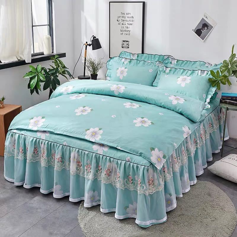 A044073ベッド用品4点セット掛け布団カバー 枕カバー ベッドパッド ワイドダブルサイズ