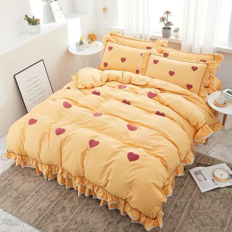 A022881ベッド用品4点セット掛け布団カバー 枕カバー ベッドパッド ワイドダブルサイズ．