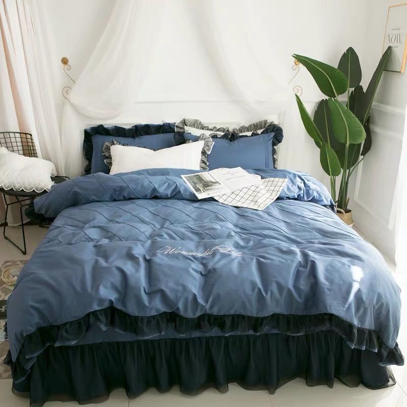 ベッド用品4点セット掛け布団カバー 枕カバー ベッドパッド ワイドダブルサイズ