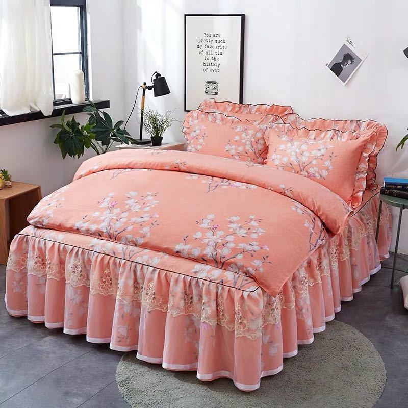 A010602ベッド用品4点セット掛け布団カバー 枕カバー ベッドパッド ワイドダブルサイズ