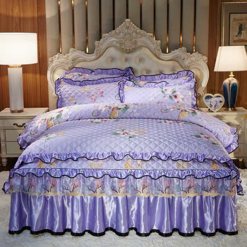 高級感ベッド用品4点セット掛け布団カバー 枕カバー ベッドパッド ワイドダブルサイズ