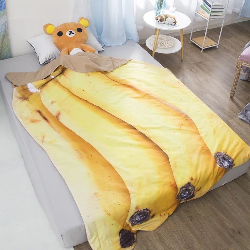 A025510可愛い毛布 ブランケット ひざ掛け 夏かけ布団120x170 バナナ