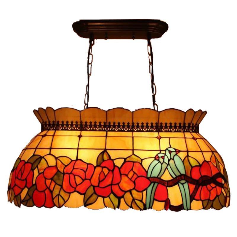 A024204ステンドグラス．ペンダントライト豪華天井照明ステンドグラスランプ ガラス工芸品 幅120cm 電..