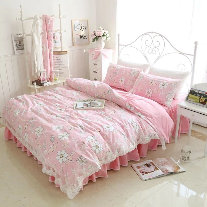 Futon Covers - A009250ベッド用品4点セット掛け布団カバー 枕カバー ベッドパッド ワイドダブルサイズ