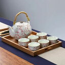 A0158746客茶器揃 湯呑 急須 茶器セット ティーセット 陶磁器 茶器セット トレー付き