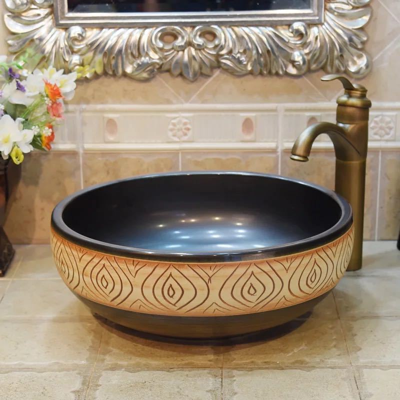 A042759洗面ボウル 洗面ボール 陶器 手水鉢 手洗器 手洗い鉢 洗面器