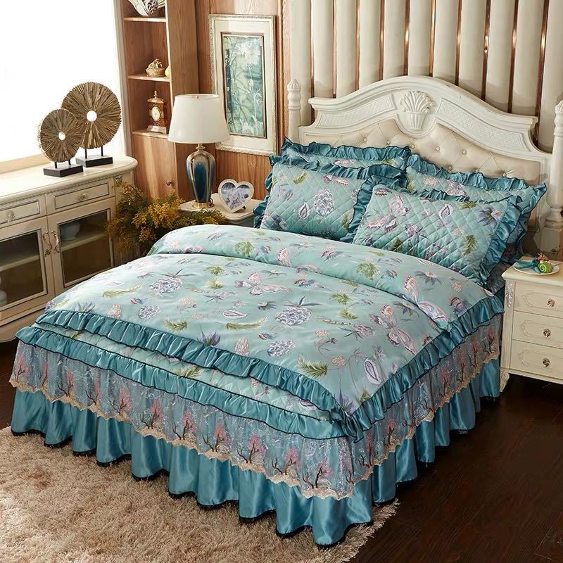 A040040ベッド用品4点セット掛け布団カバー 枕カバー ベッドパッド ワイドダブルサイズ