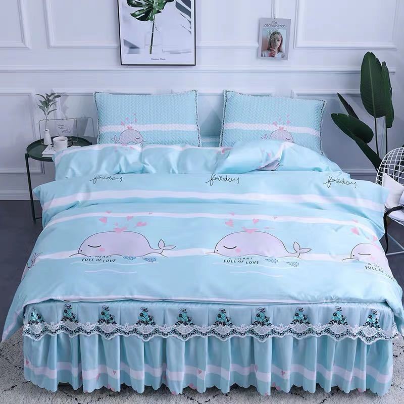 A013580ベッド用品4点セット掛け布団カバー 枕カバー ベッドパッド ワイドダブルサイズ