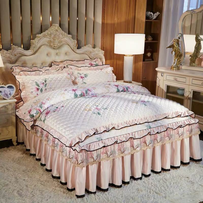 A042795高級ベッド用品4点セット掛け布団カバー 枕カバー ベッドパッド ワイドダブルサイズ