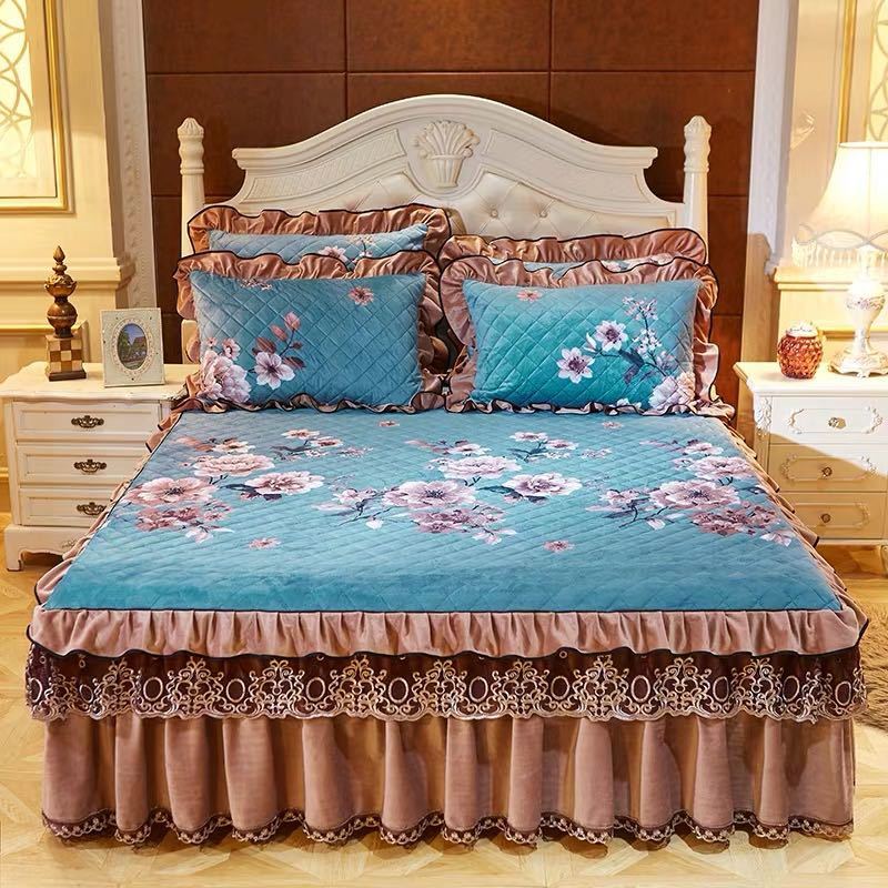 高級感ベッド用品4点セット掛け布団カバー 枕カバー ベッドパッド ワイドダブルサイズ [2]