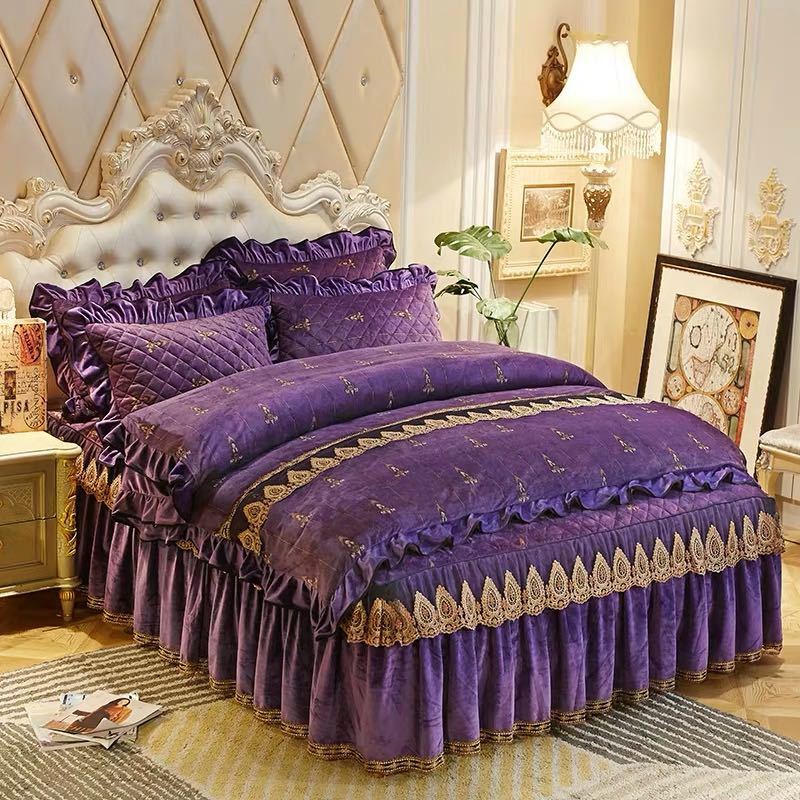 A046786ベッド用品4点セット掛け布団カバー 枕カバー ベッドパッド ワイドダブルサイズ．