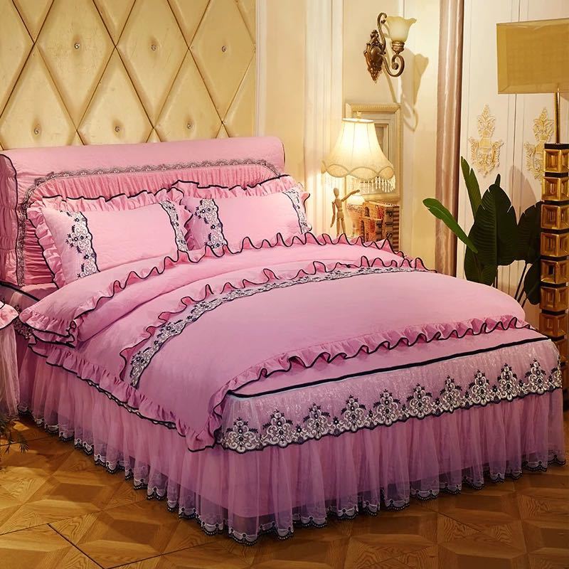 A012329高級感ベッド用品4点セット掛け布団カバー 枕カバー ベッドパッド ワイドダブルサイズ