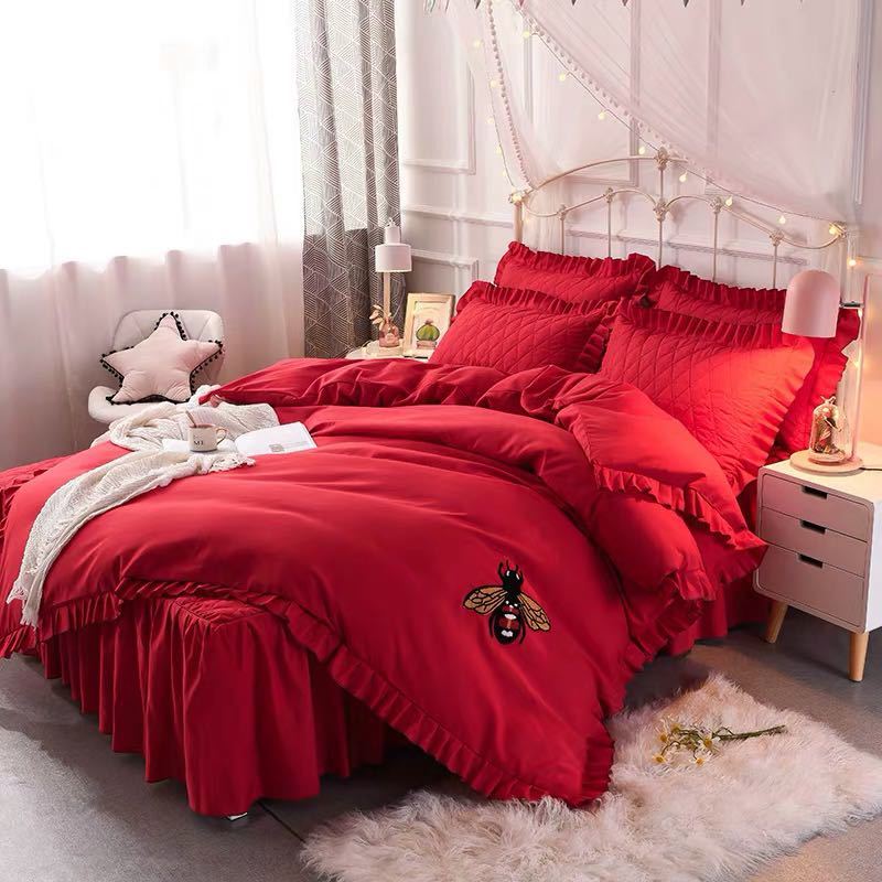 A022930ベッド用品4点セット掛け布団カバー 枕カバー ベッドパッド ワイドダブルサイズ．