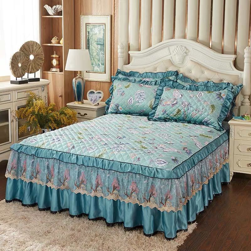 A040040ベッド用品4点セット掛け布団カバー 枕カバー ベッドパッド ワイドダブルサイズ