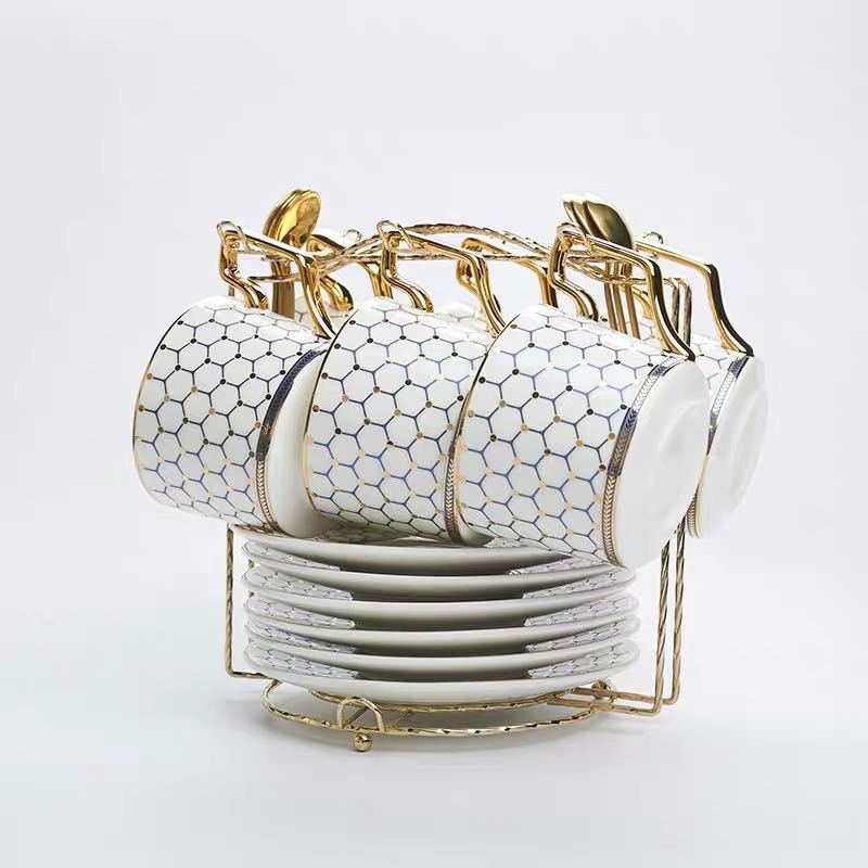 A028121西洋ティー コーヒーカップセット カップ＆ソーサー6客セット ．陶磁器ティーセット