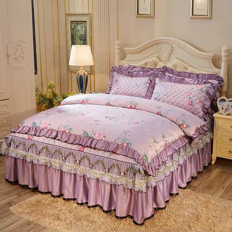 A010586ベッド用品4点セット掛け布団カバー 枕カバー ベッドパッド ワイドダブルサイズ