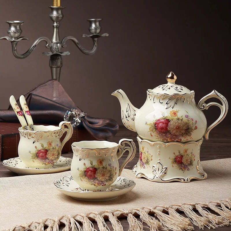 A010660西洋ティー・コーヒーカップセット カップ＆ソーサー2客セット 花柄薔薇