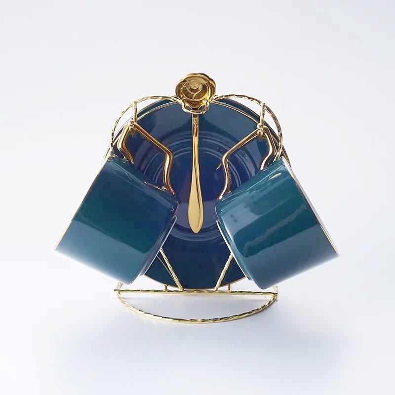 A029536ティー・コーヒーカップセット カップ＆ソーサー2客セット ．カップランク付き