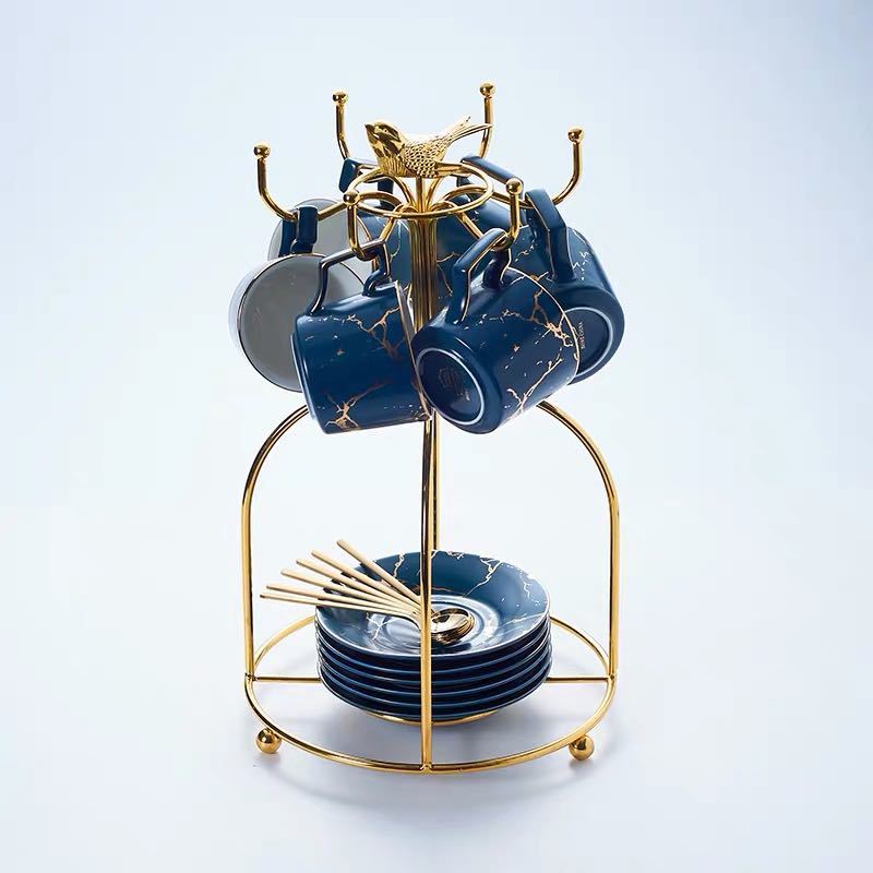 A058454高級ティー・コーヒーカップセット カップ＆ソーサー6客セット カップランク付き