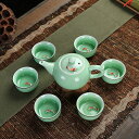 A0033466客茶器揃 茶器セット お茶 陶器 湯呑み 急須茶器セット 立体魚型タイプ