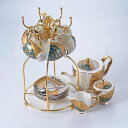 A013639西洋ティー・コーヒーカップセット カップ&ソーサー6客セット 花柄豪華カップ 陶磁器ティーセット