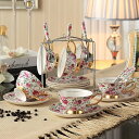 A046866ティー・コーヒーカップセット カップ&ソーサー6客セット 花柄 姫系雑貨 陶磁器ティーセット