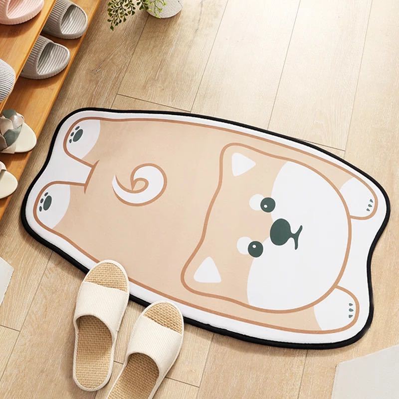A008094ラグマット リビングマット 玄関マット カーペットお風呂マット 50x80cm 秋田犬