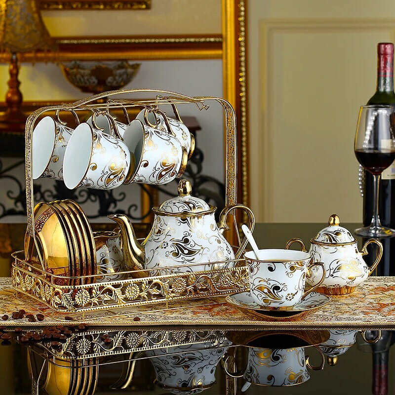 A024315ティー・コーヒーカップセット カップ＆ソーサー6客セット 上品 陶磁器ティーセット