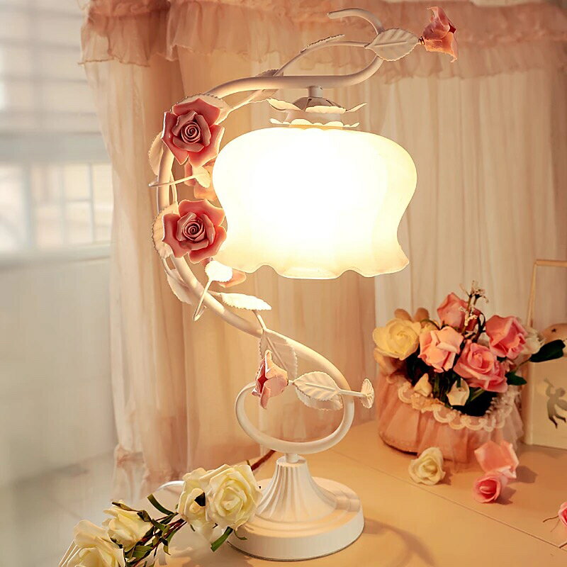 Orchid Lamps - A011064照明 スタンドライト テーブルランプ デスクライト姫系雑貨 ローズステンド ピンク 薔薇花柄