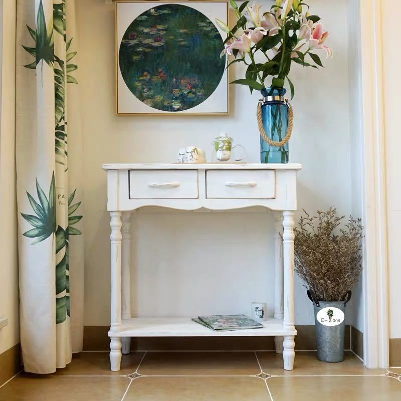 A026379高級サイドテーブル コンソールテーブル 玄関テーブル 花台 電話台 アンティーク調デザイン 幅80cm