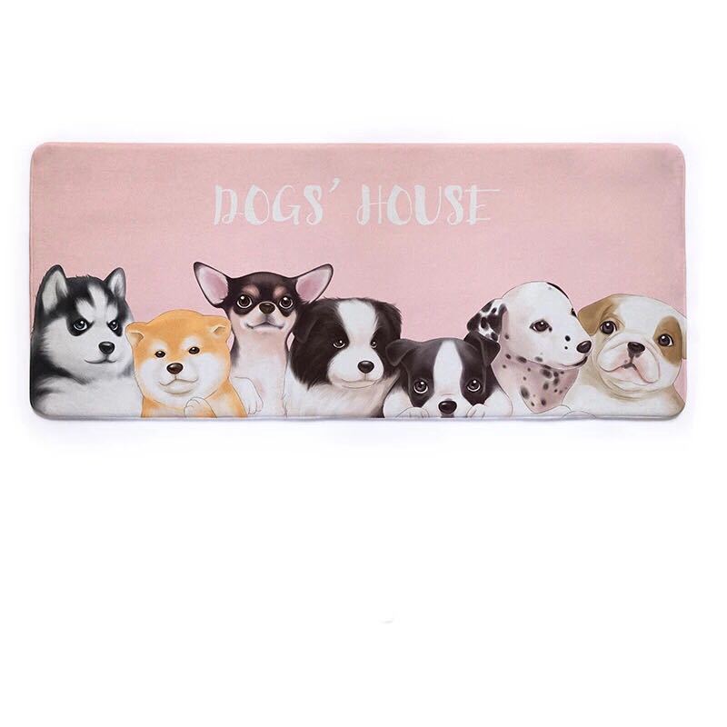 A042918犬柄タイプ☆ラグマット リビングマット．玄関マット．カーペット お風呂マット 犬柄雑貨 50x120cm