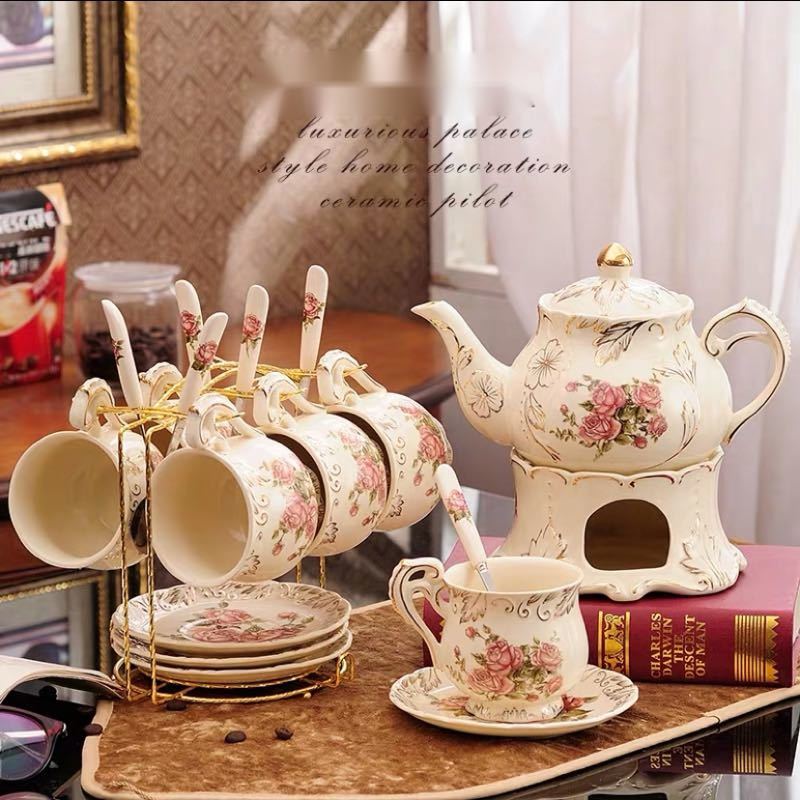 A011353西洋ティー・コーヒーカップセット カップ＆ソーサー6客セット 花柄カップセット