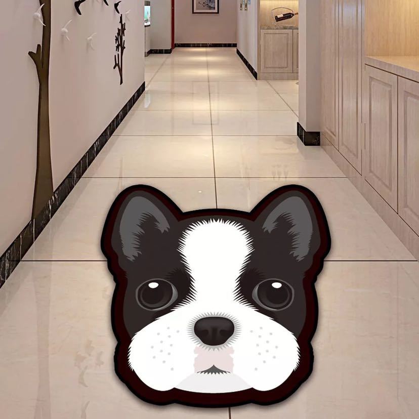 樂天商城 - A029504ボストンテリア 犬タイプ☆ラグマット リビング．玄関マット．カーペット．お風呂マット 犬柄60サイズ