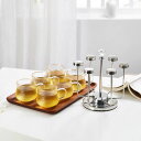 A029455西洋ティー・コーヒーカップセット カップ6客セット .ガラス製ティーセット カップラック付き